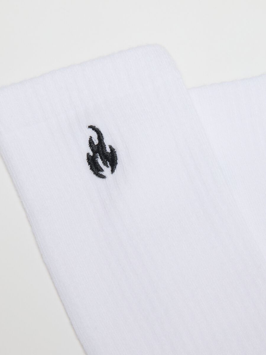 White Stretch Cotton Sports Socks Tripack_1