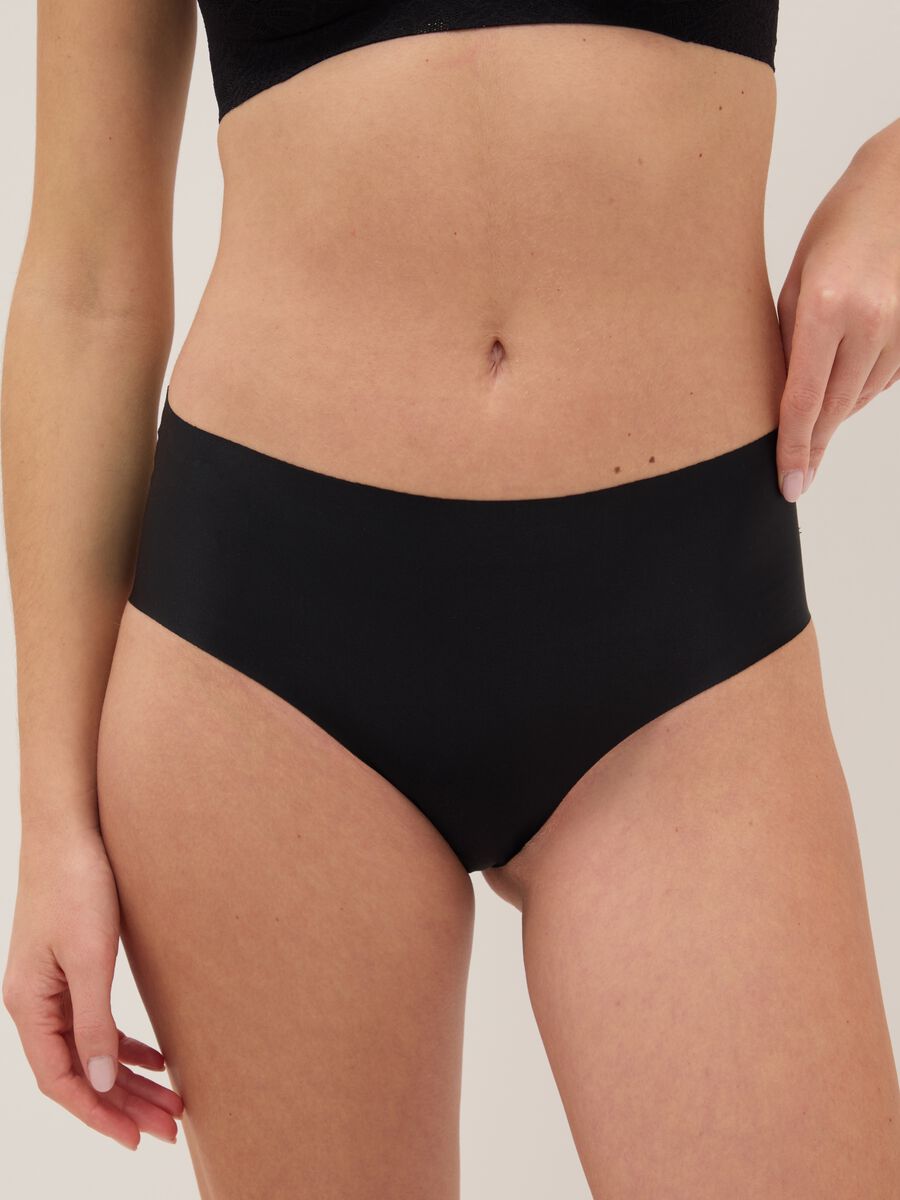 Black High-Waisted Stretch Lace Briefs_1