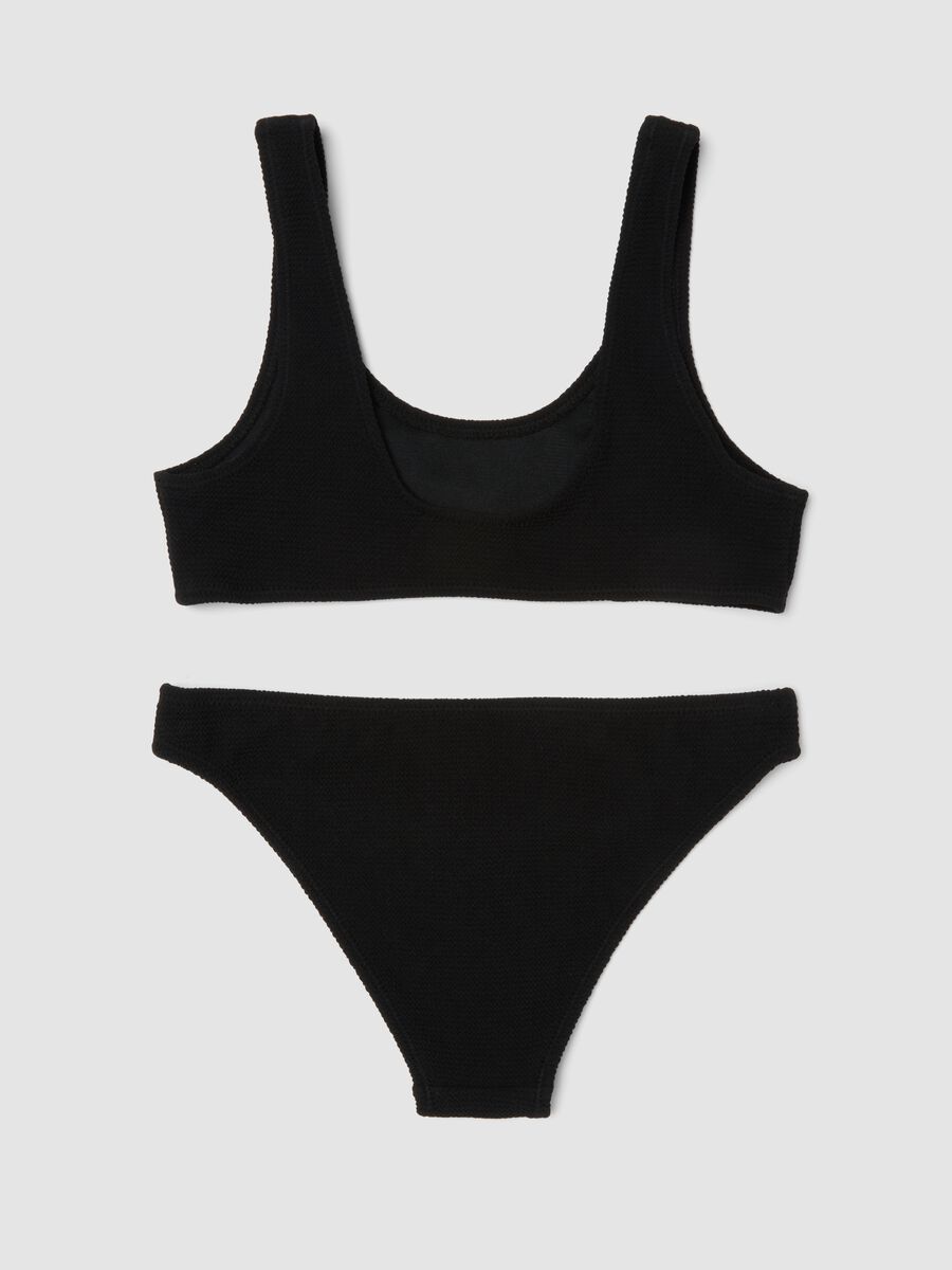 Black textured stretch-fabric bikini_1
