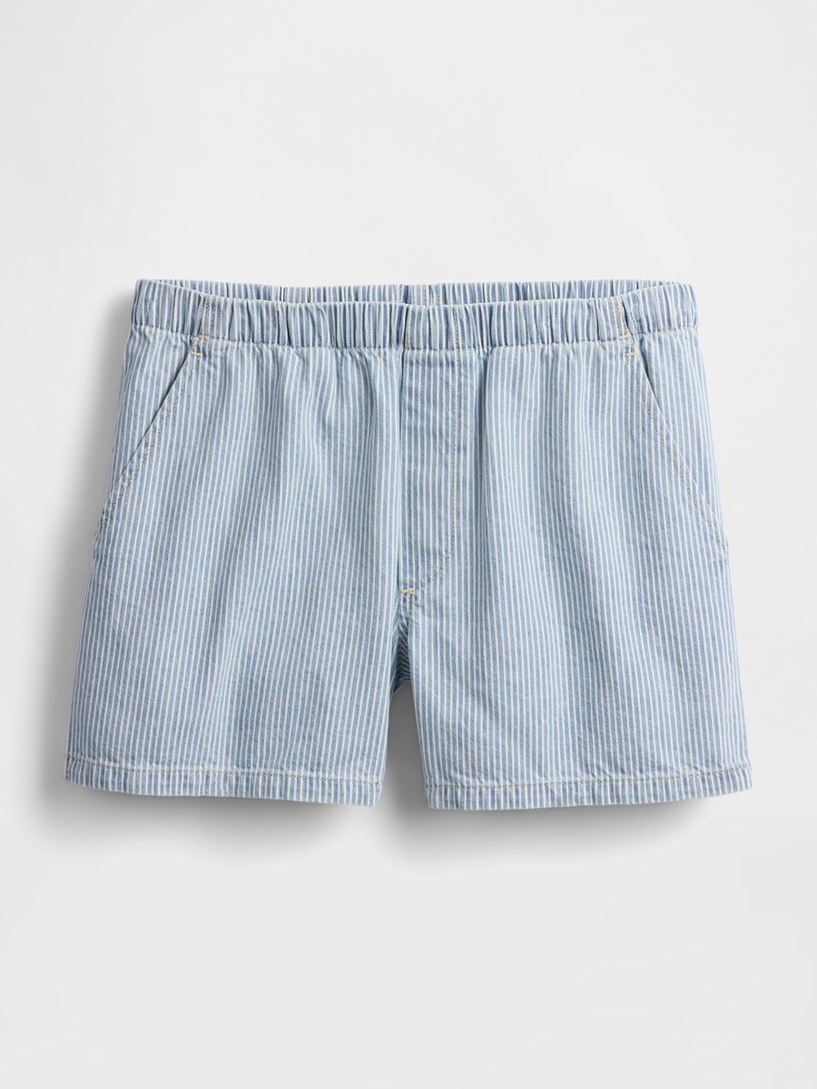 Hellblaue gestreifte Denim-Shorts_6