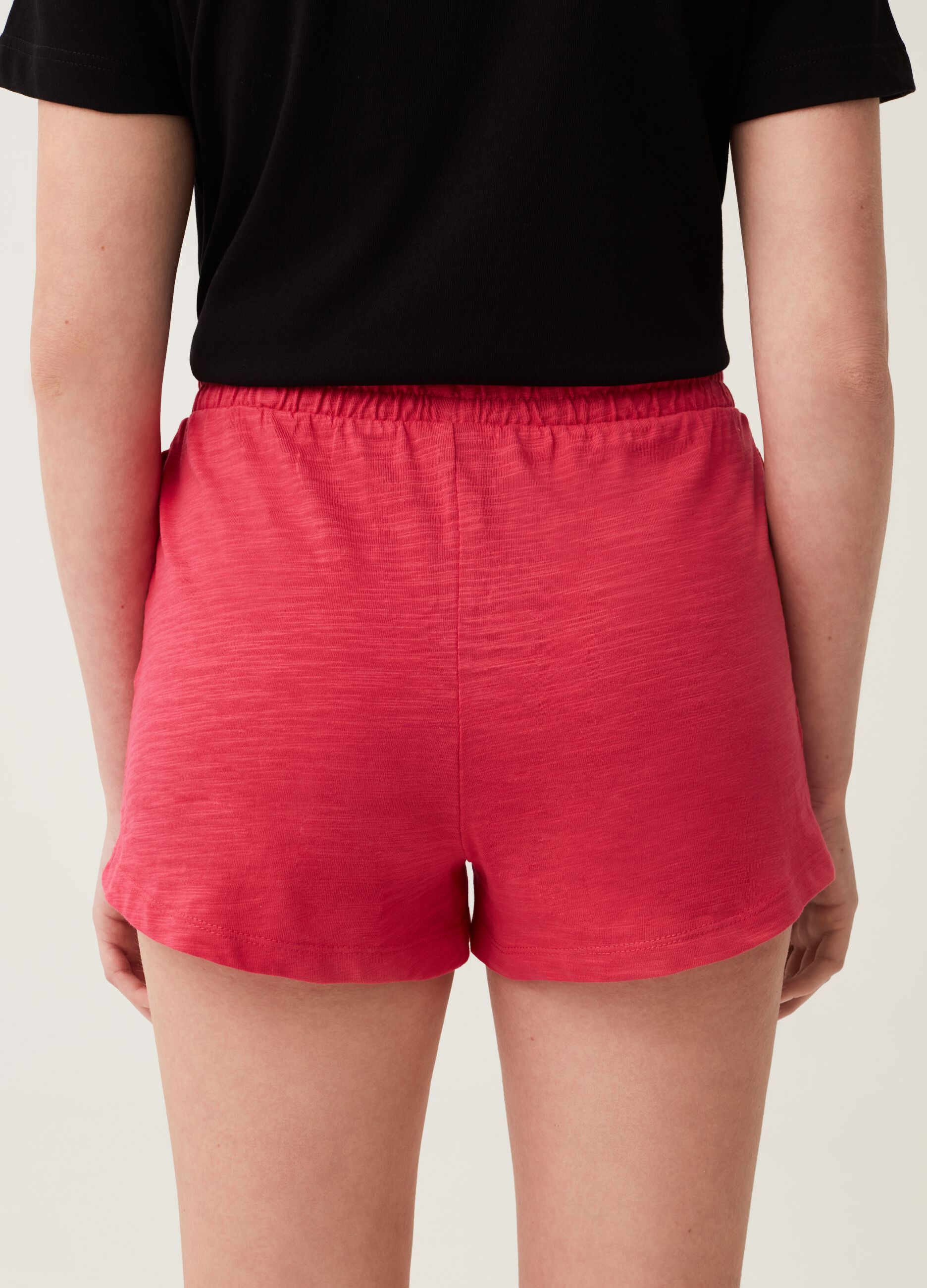 Slub cotton shorts with drawstring_2