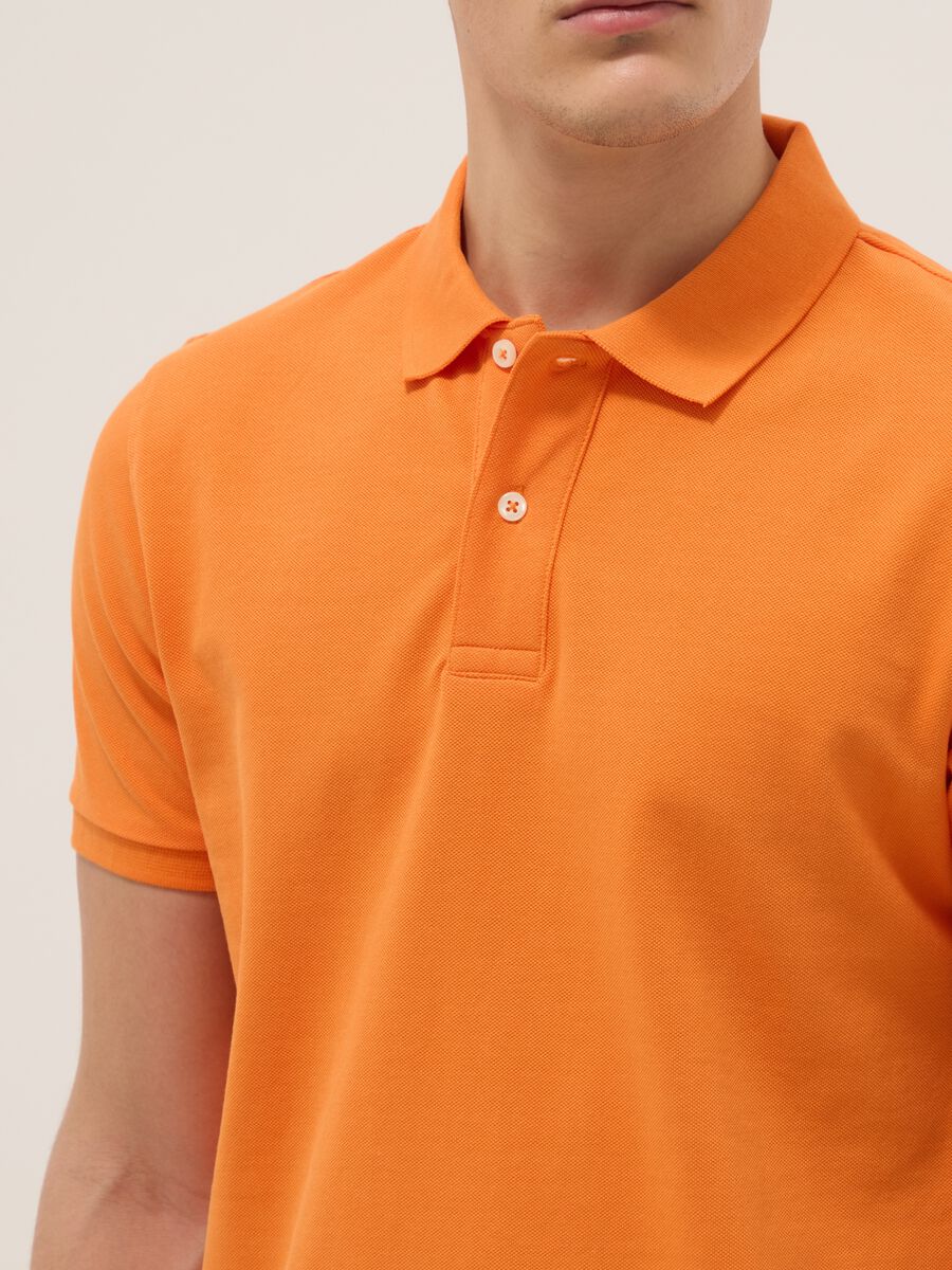Orange short sleeve pure cotton polo shirt regular fit_4