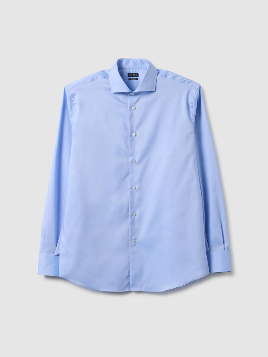 Blue pure cotton regular fit shirt_0
