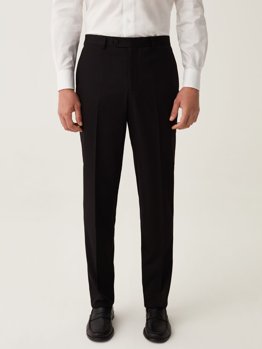 Black regular-fit trousers_1