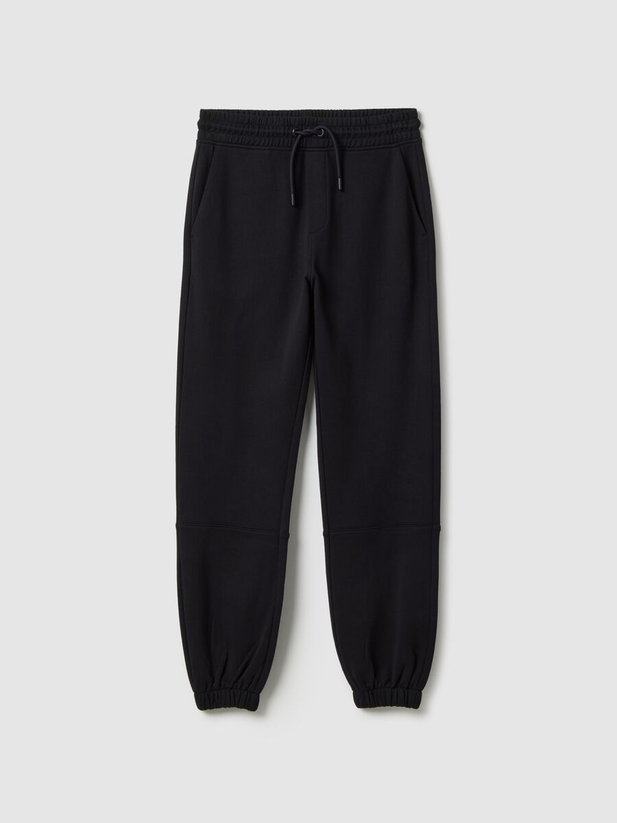 Black boy's jogger trousers in pure organic cotton regular fit_0