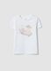 White pure organic cotton girls&rsquo; T-shirt with print and glitter_0
