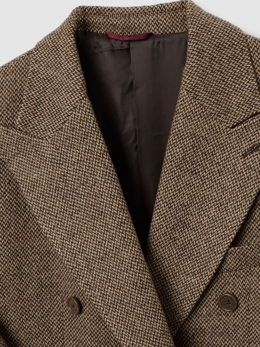 Brown Check Long Coat Regular Fit_5