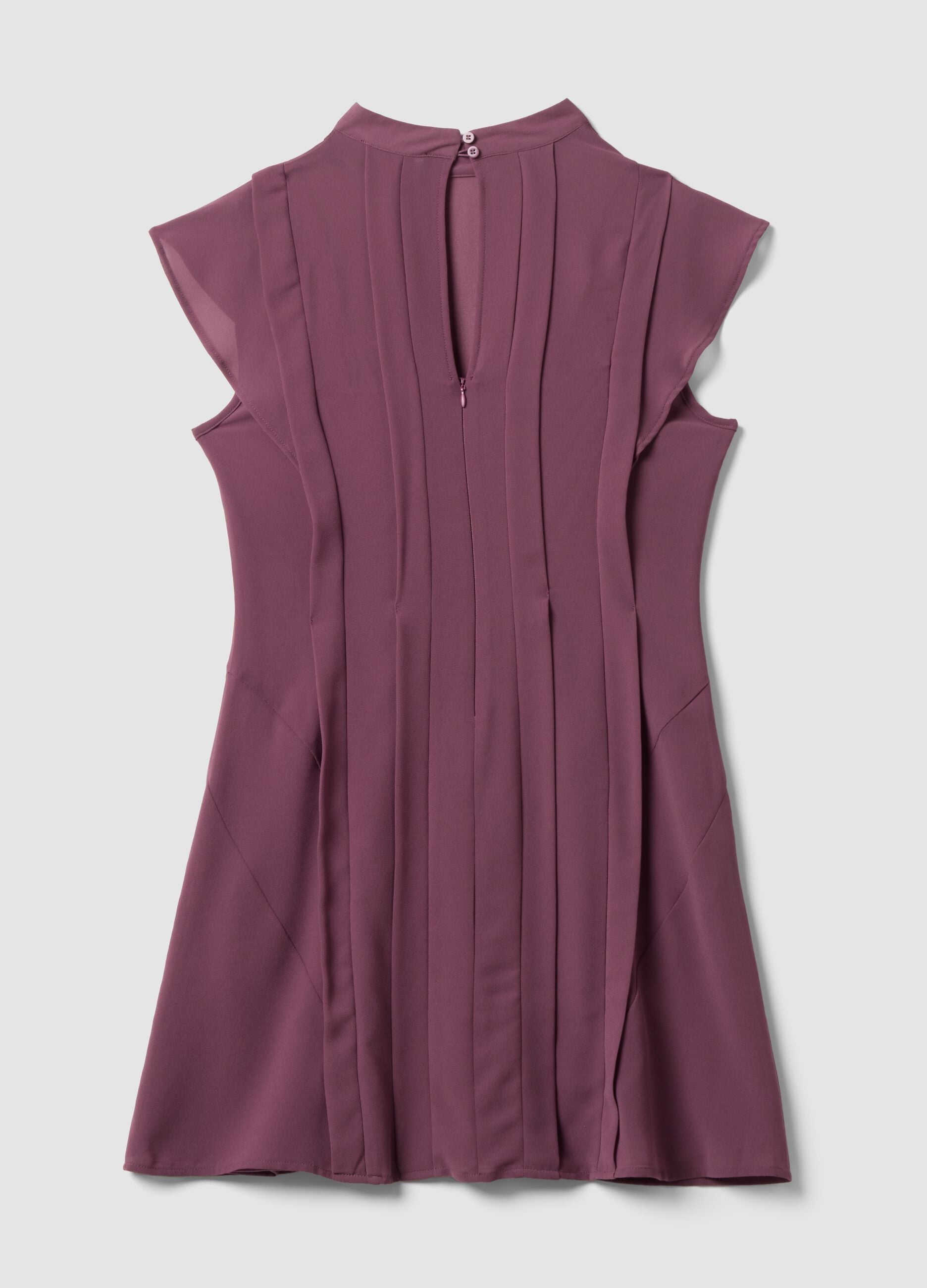 Purple relaxed-fit dress with short ruffle sleeves