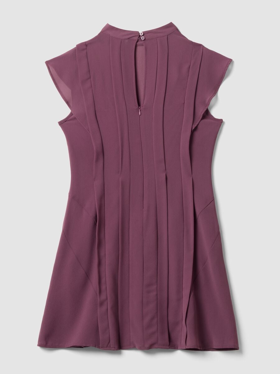 Purple relaxed-fit dress with short ruffle sleeves_1