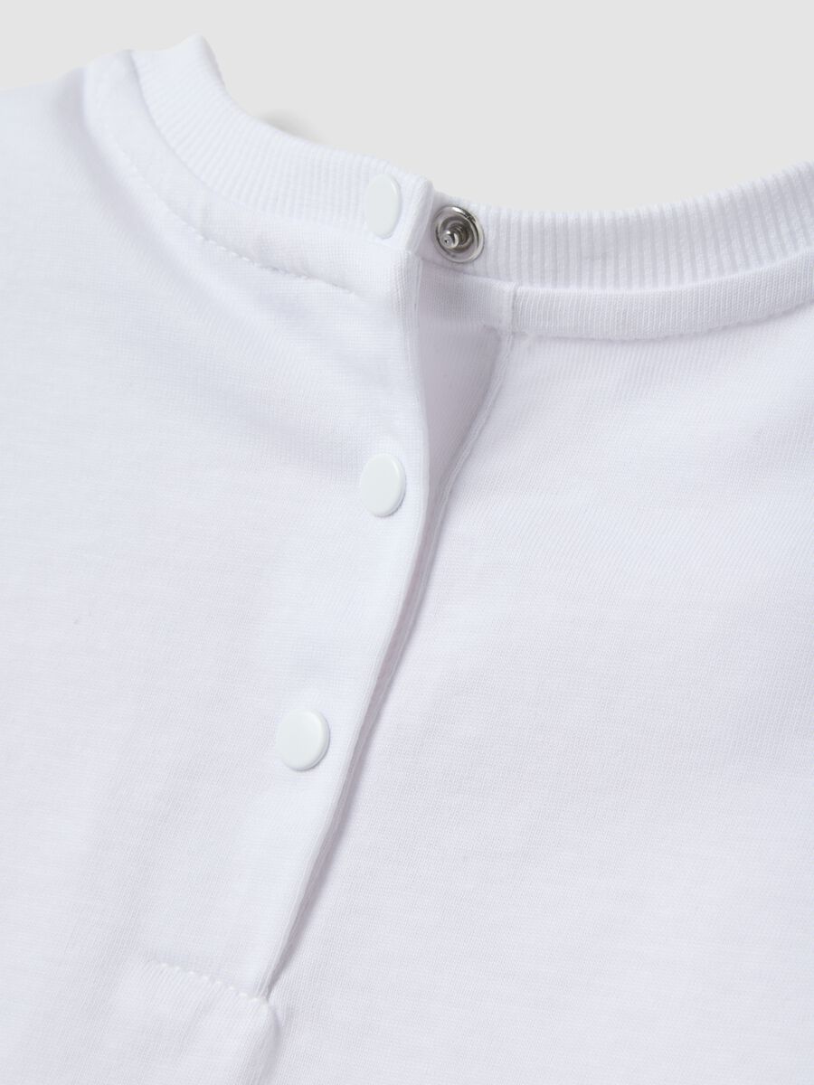 Girls&rsquo; white pure cotton regular-fit T-shirt with embroidery and bow_3