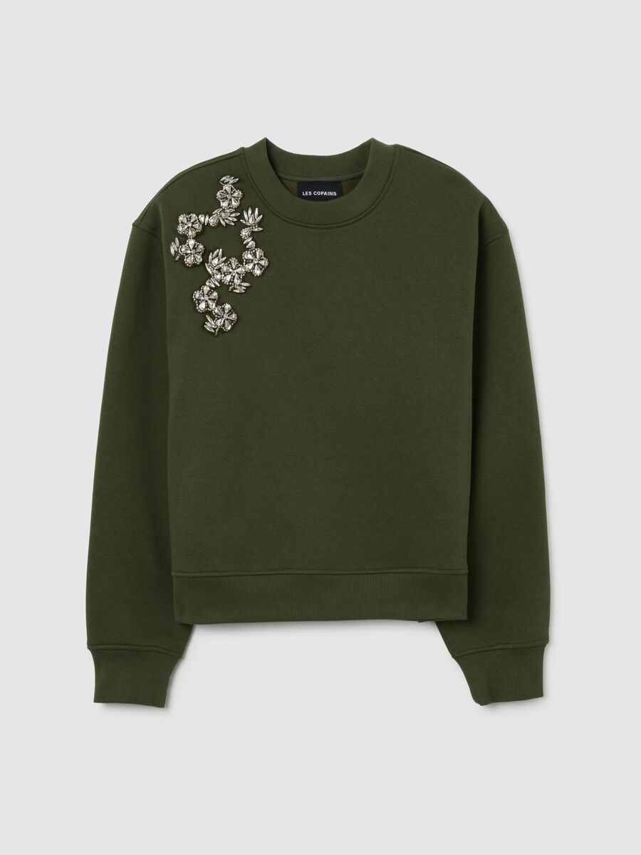 Decorated green sweatshirt in cotton blend oversized fit_4