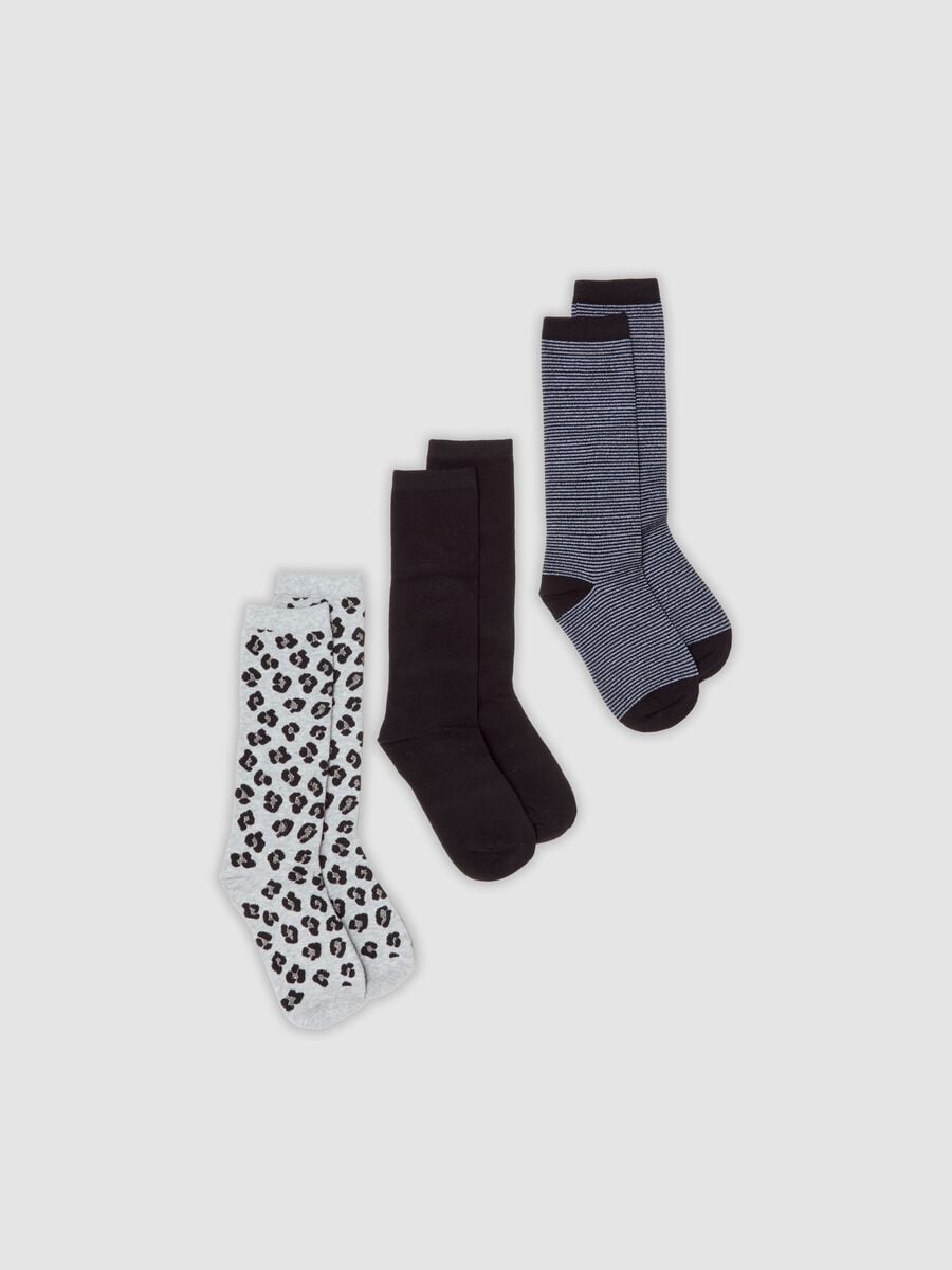 Three-pack of multicolour long socks in organic stretch cotton_0