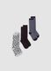 Three-pack of multicolour long socks in organic stretch cotton_0