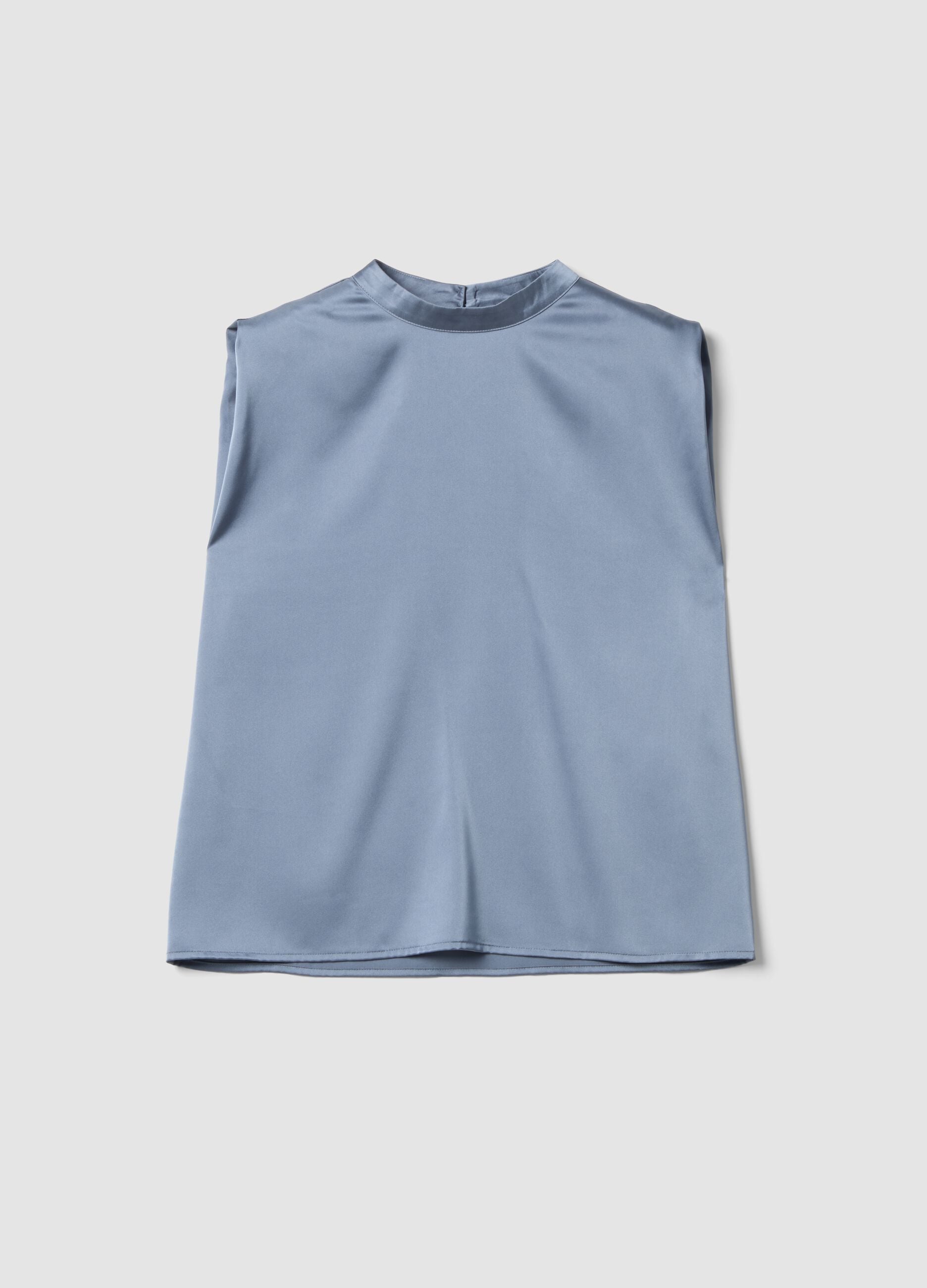 Grey stretch high-neck top