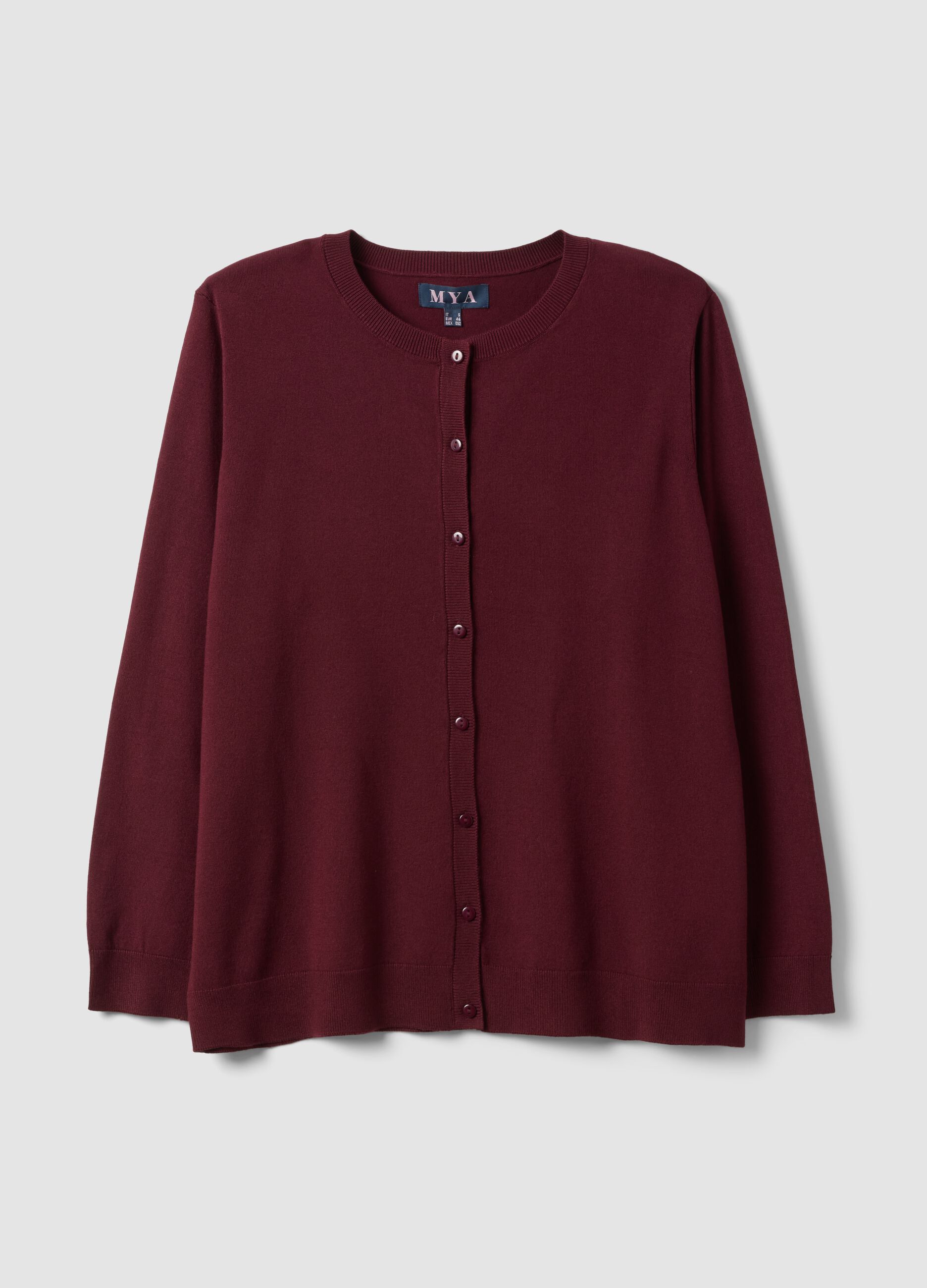 Red viscose-blend cardigan with buttons, regular fit