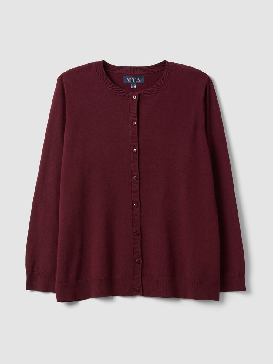 Red viscose-blend cardigan with buttons, regular fit_4