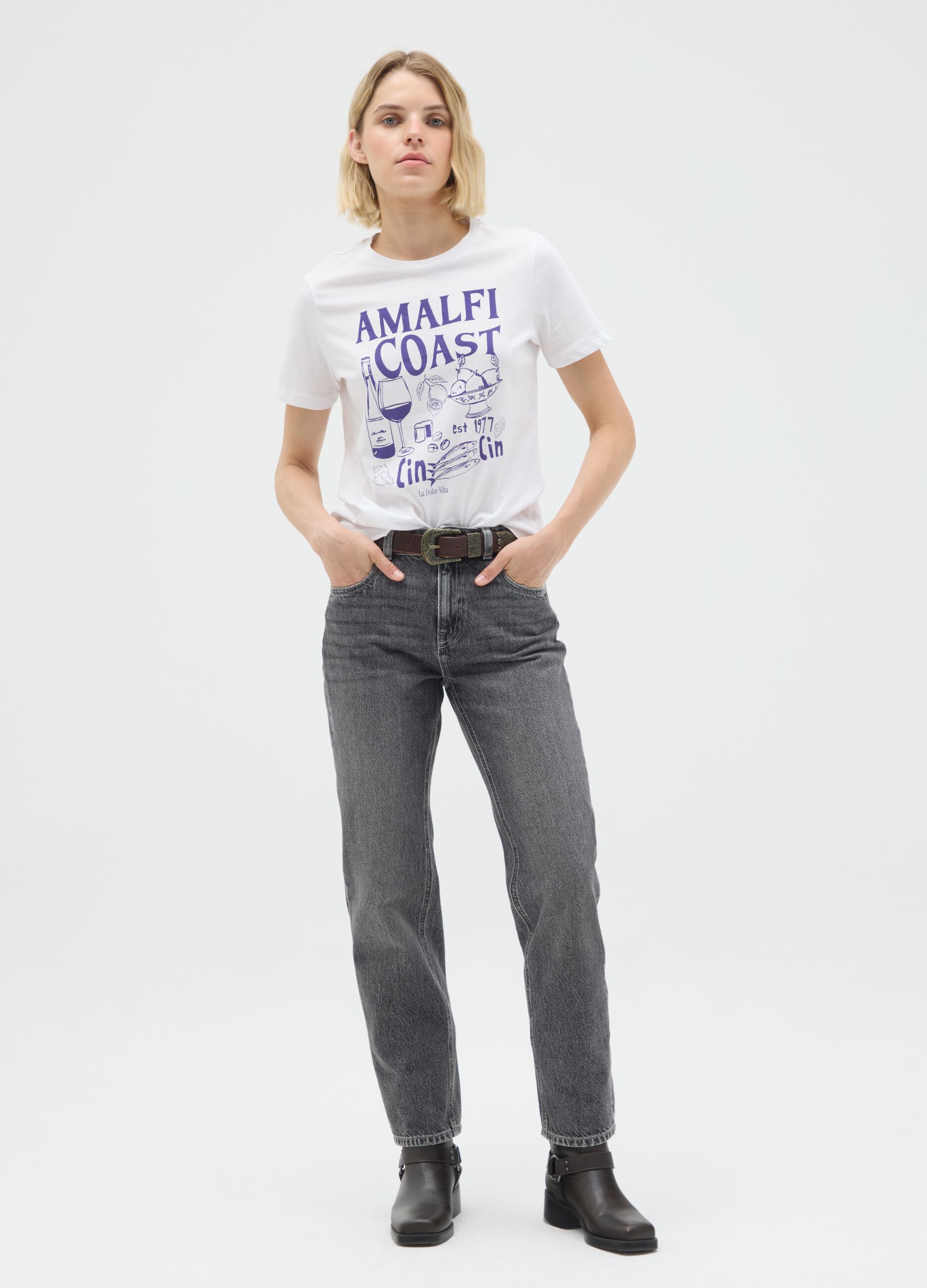 White regular fit pure cotton T-shirt