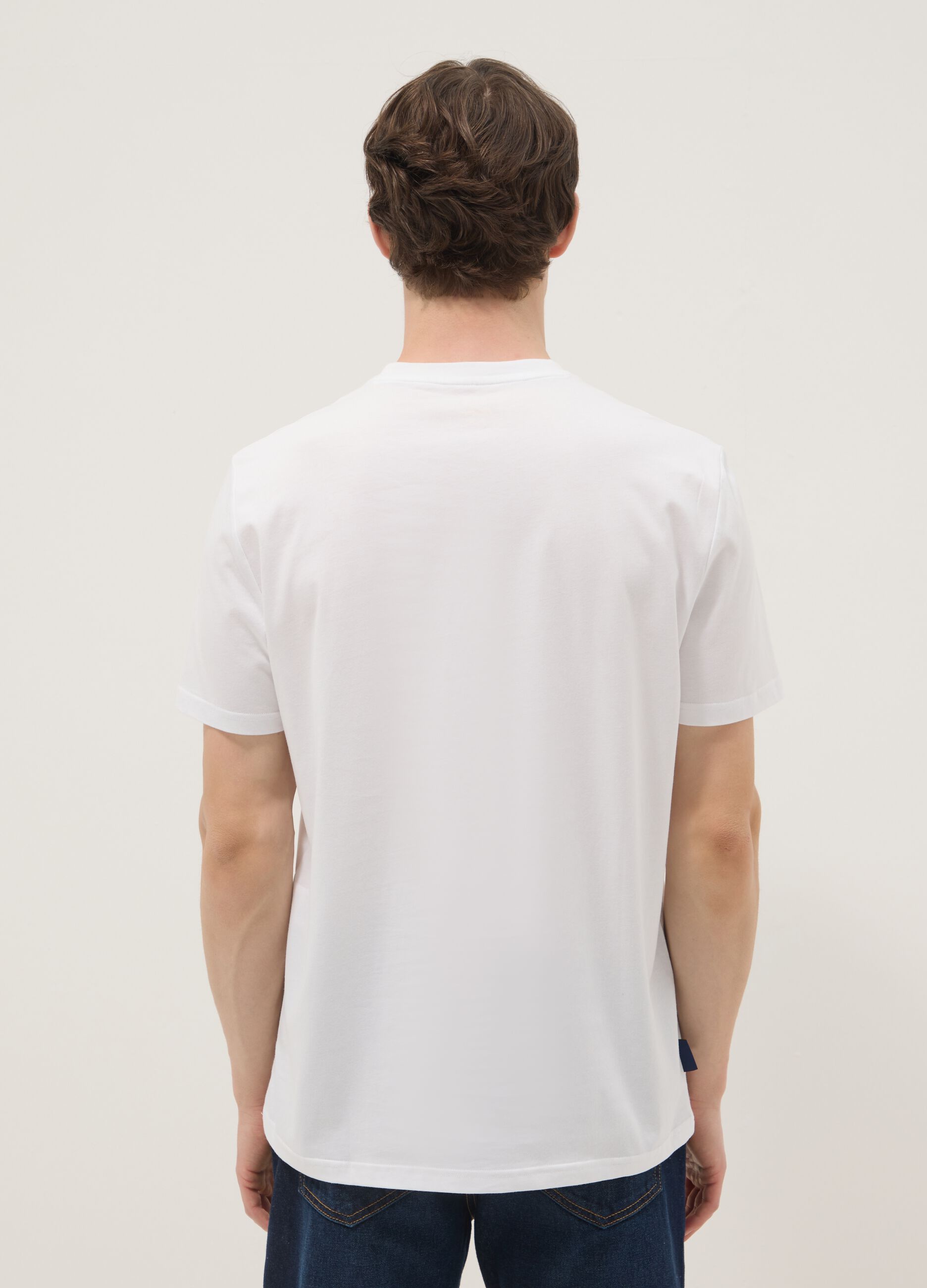 Wei&szlig;es T-Shirt aus reiner Baumwolle mit Print, Regular Fit