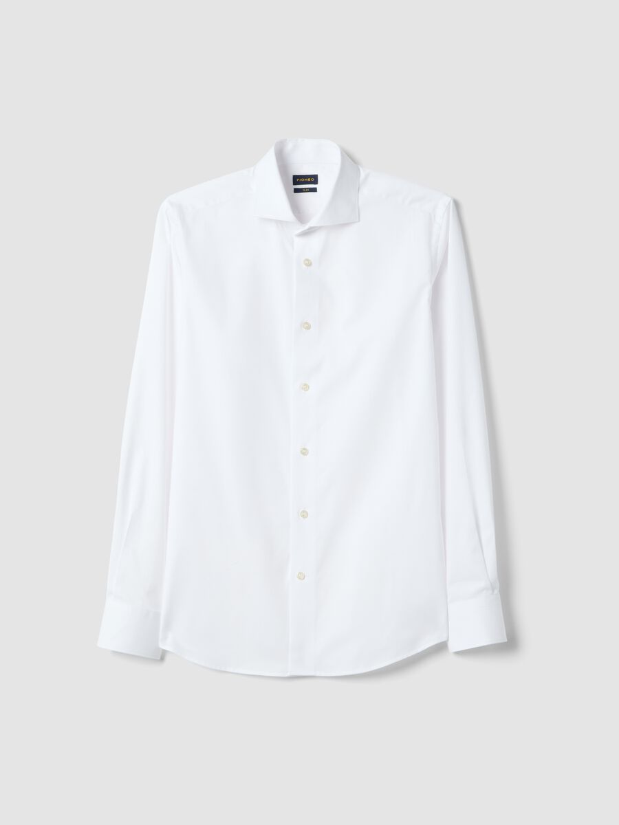 Slim fit white pure cotton shirt_0