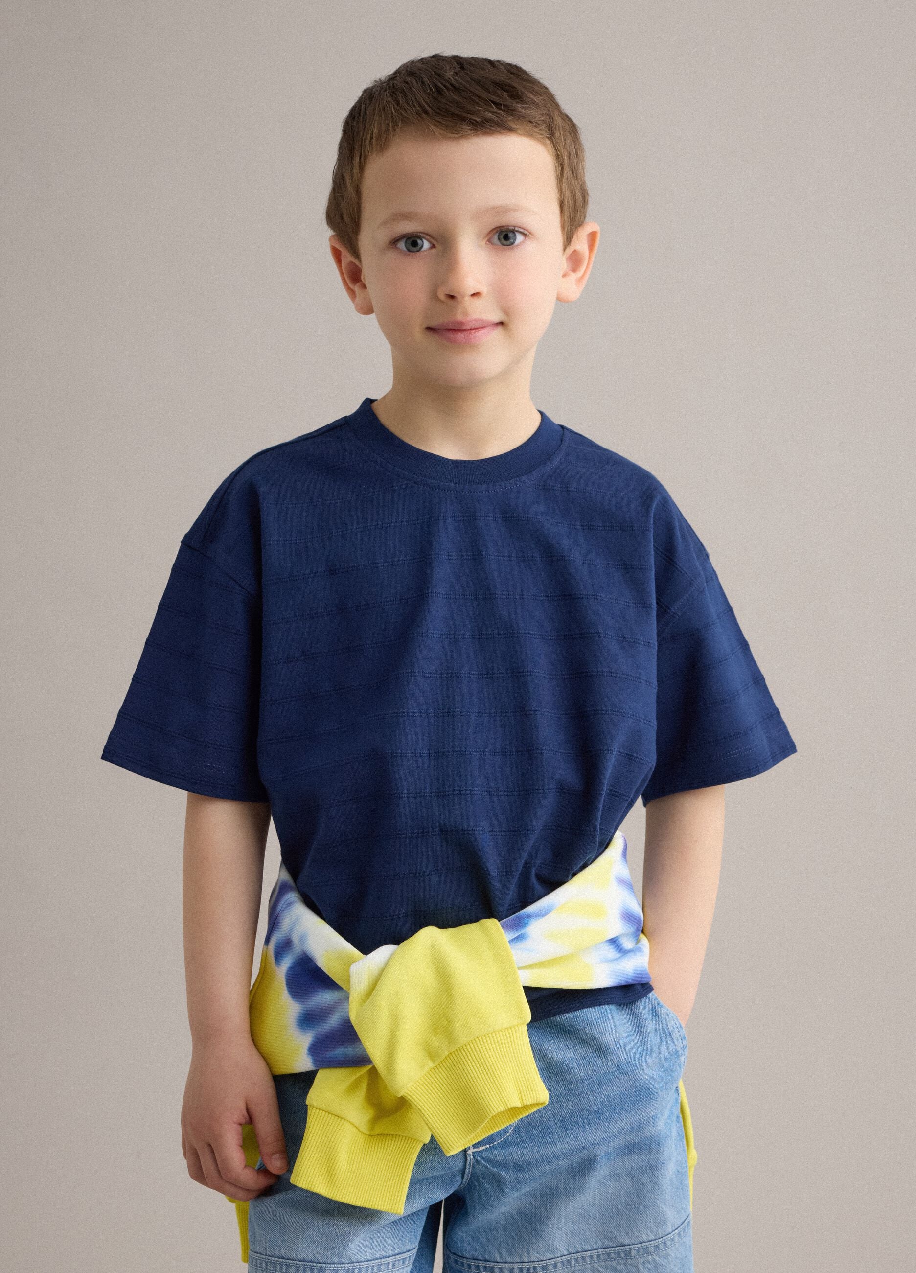 Children's Regular Fit Blue Pure Cotton T-shirt