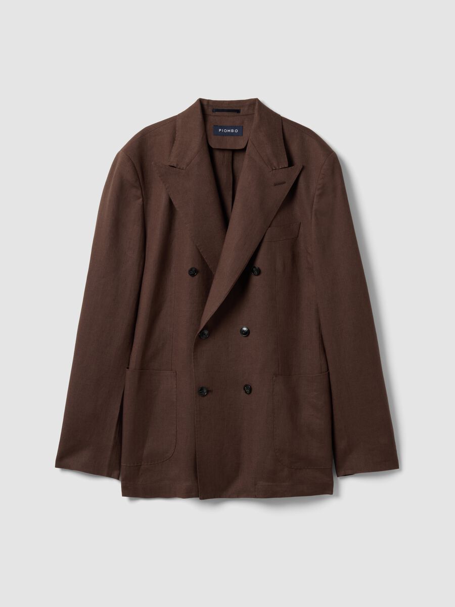 Brown Pure Linen Regular Fit Blazer_4