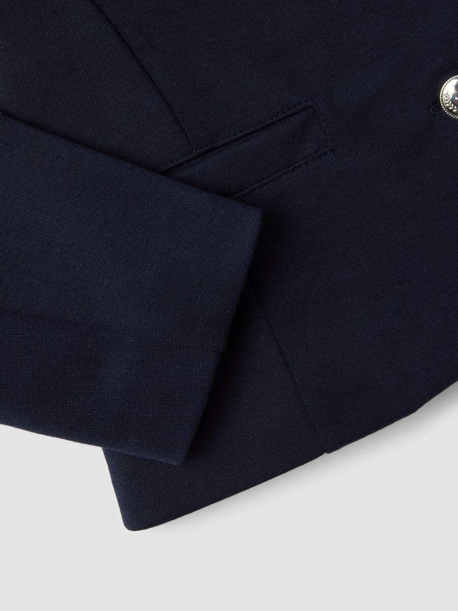 Giacca blu in viscosa elasticizzata foderata per bambina_3