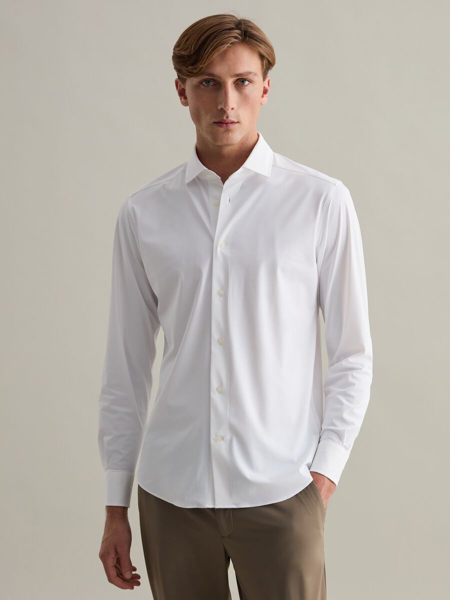 Contemporary easy-iron shirt in technical fabric_0