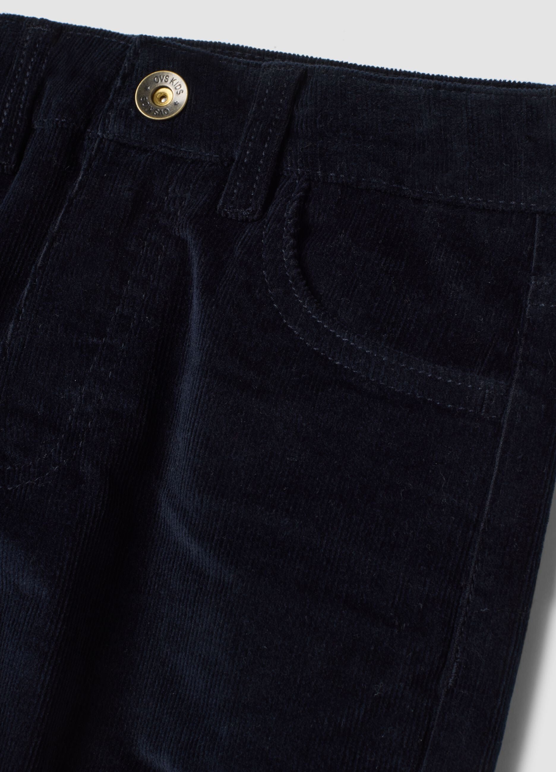 Blaue Ripp-Hose aus Stretch-Baumwolle