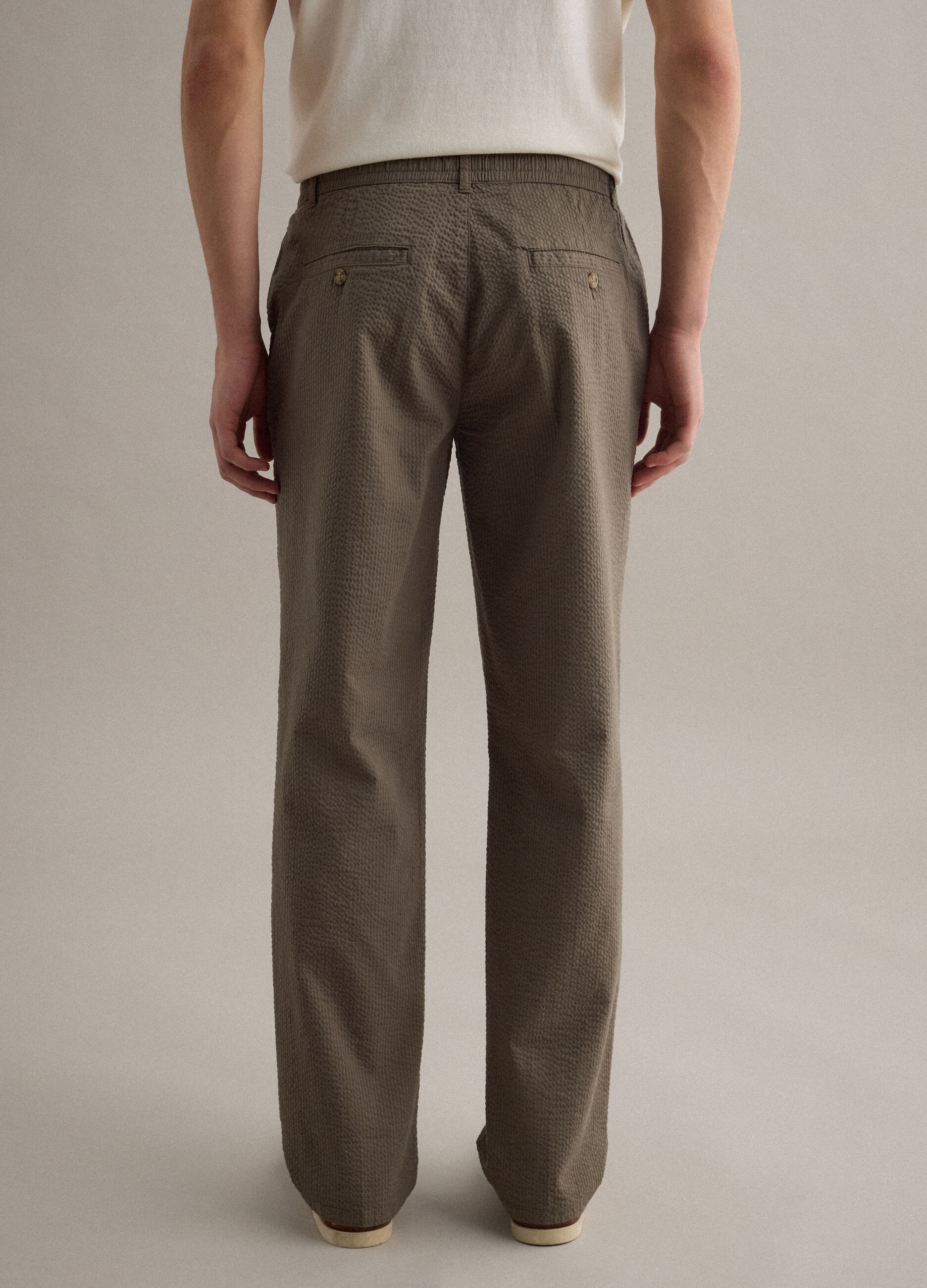 Brown stretch cotton regular fit chino trousers