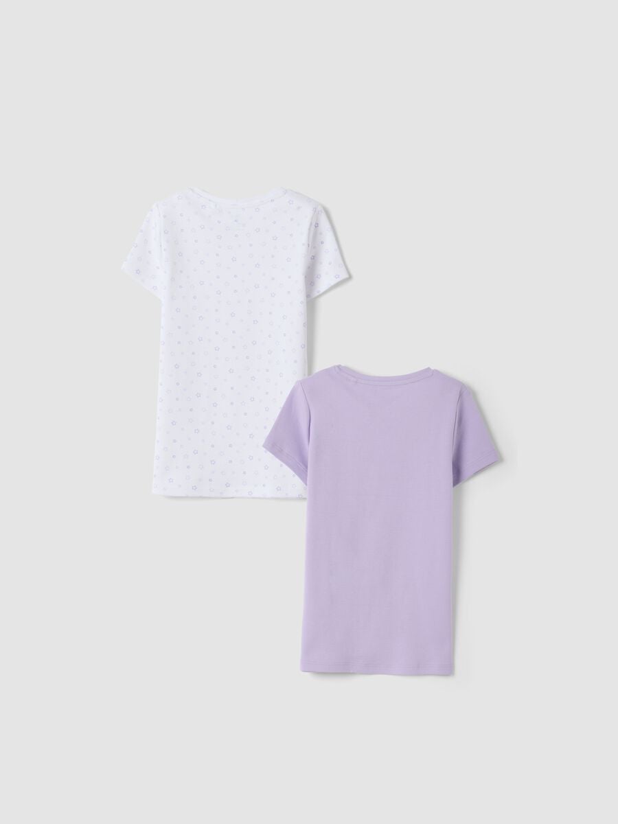 Bipack t-shirt bianco e viola in puro cotone organico girocollo_1