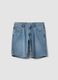 Blue Slim Fit Cotton Blend Denim Shorts_4