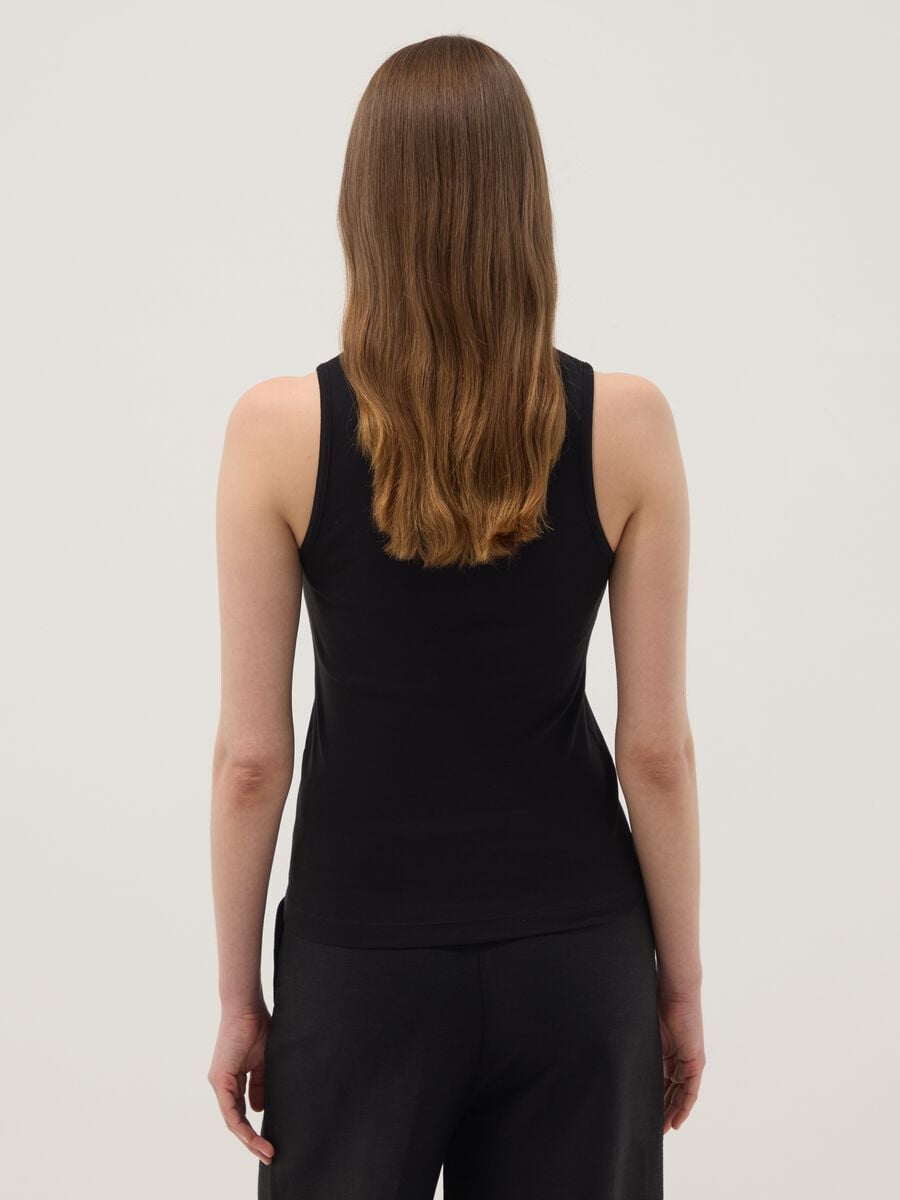 Schwarzes Tanktop aus reiner Baumwolle_3