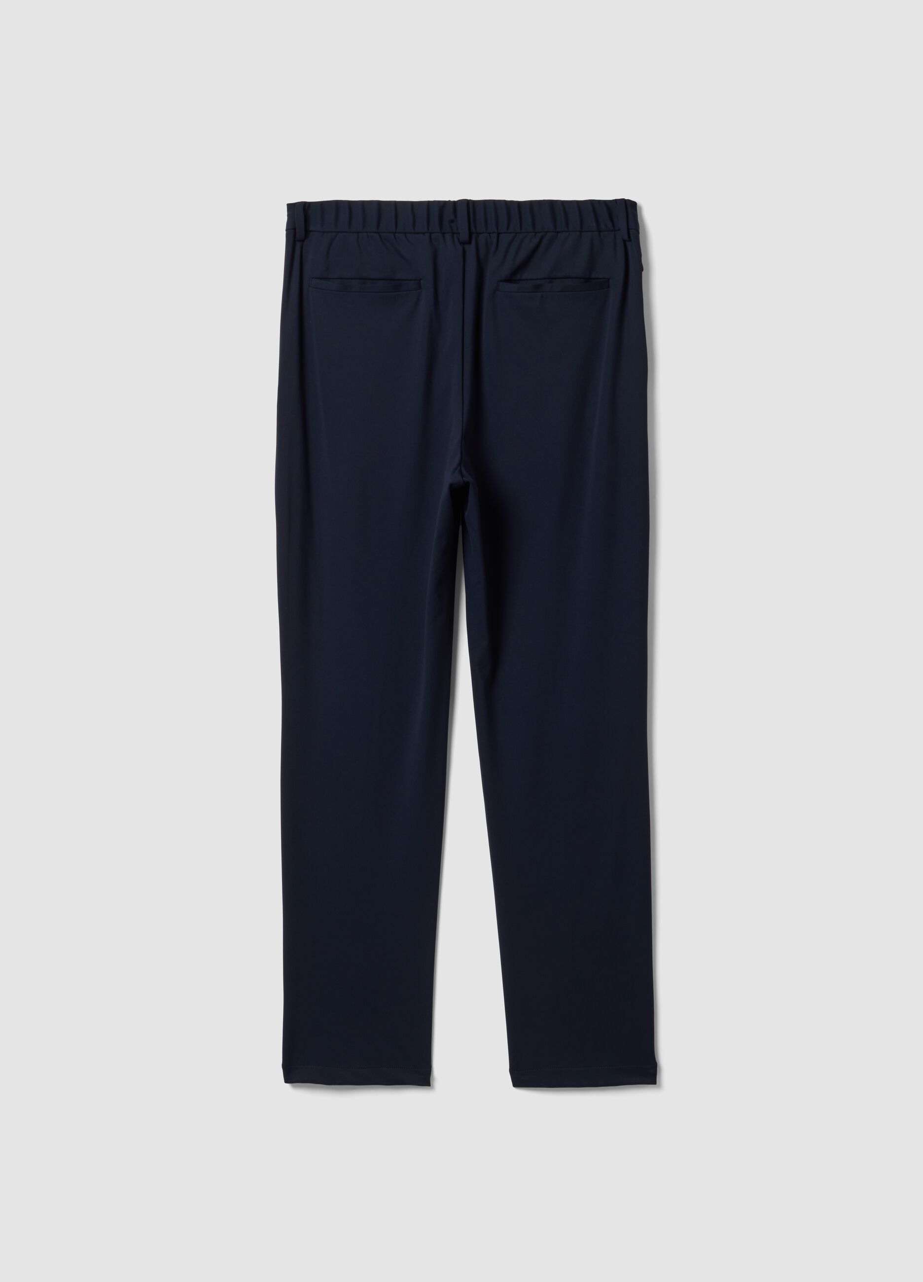 Blue 4-way stretch regular-fit trousers with Easy Iron finish