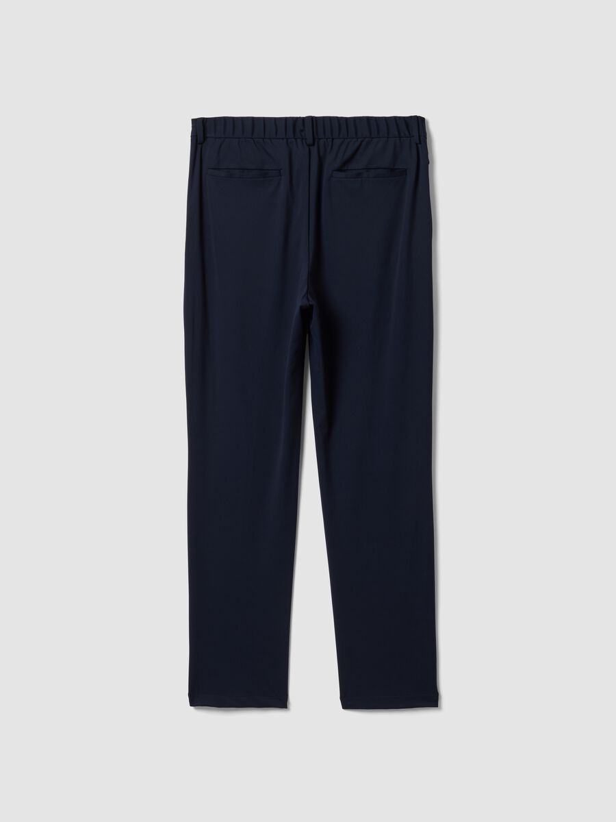 Blue 4-way stretch regular-fit trousers with Easy Iron finish_2