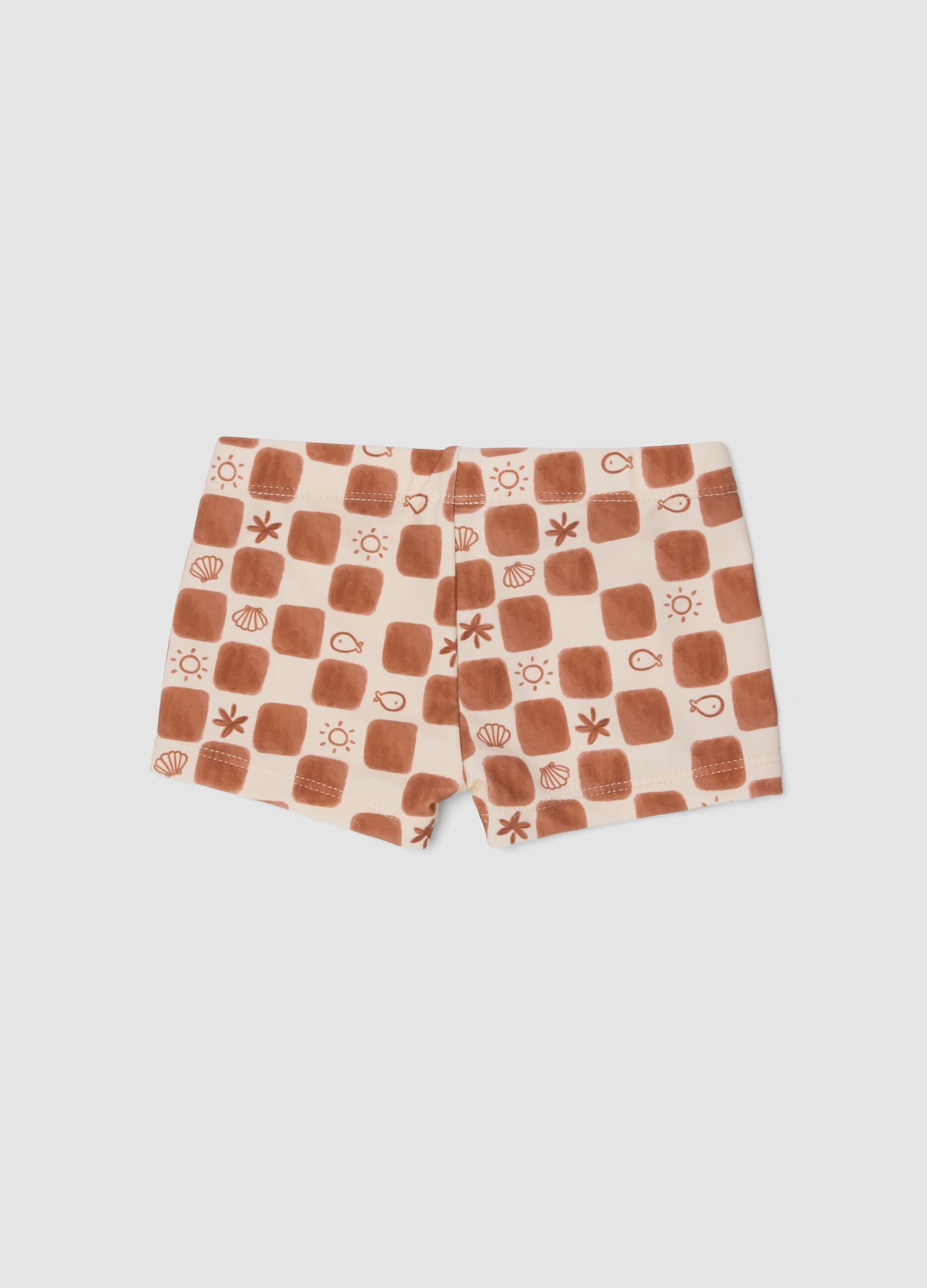 Brown stretch swim boxer shorts