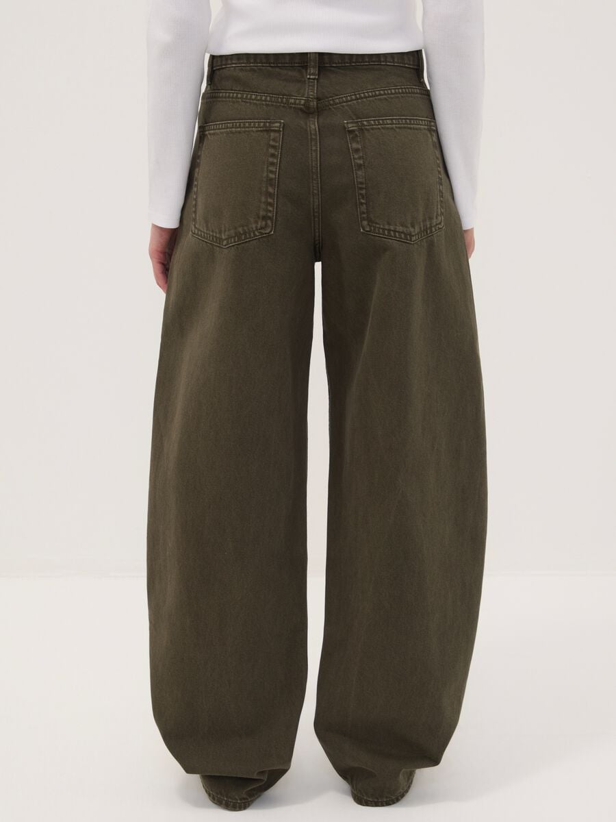 Jeans verdi in puro cotone barrel fit_3