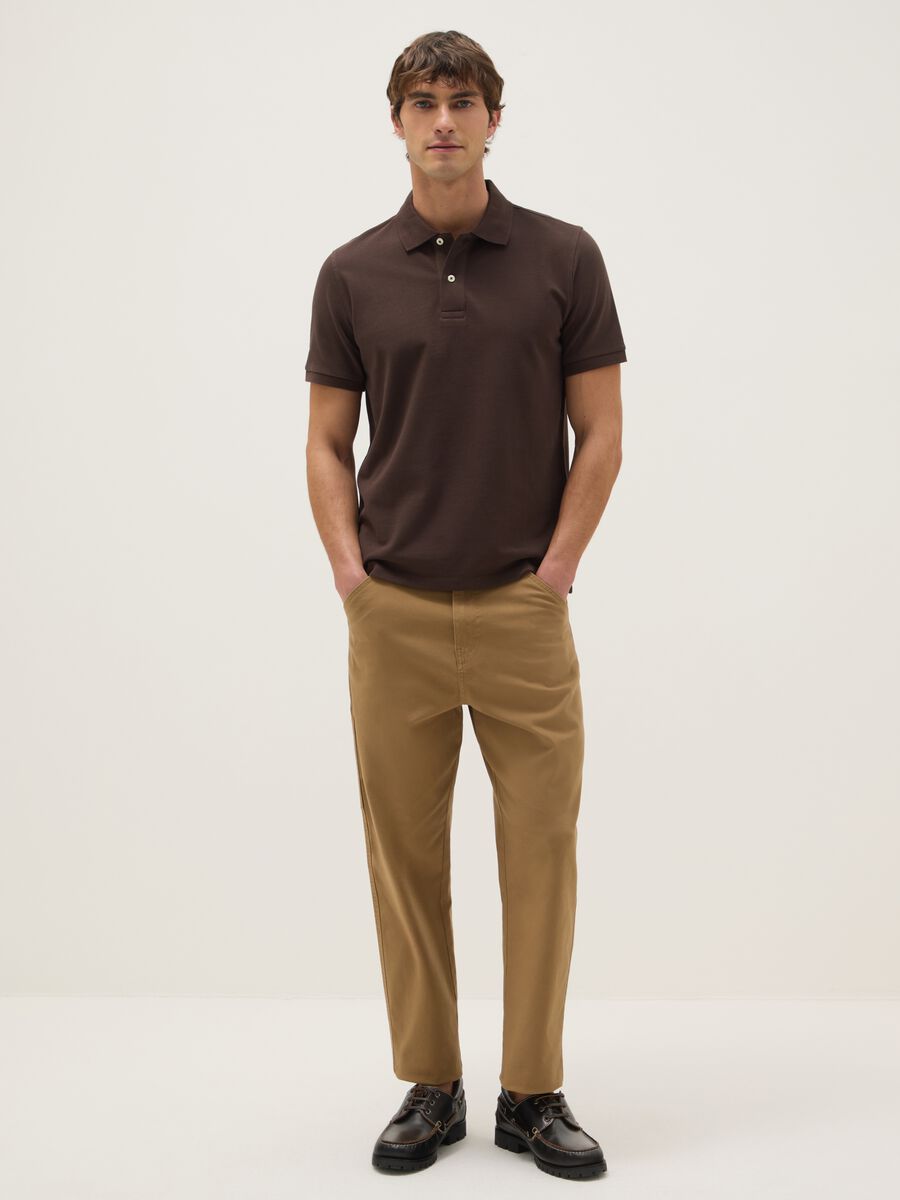 Polo in puro cotone marrone regular fit_1
