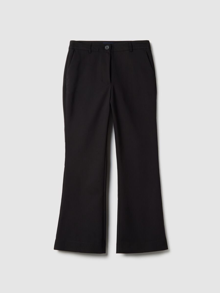 Black stretch regular fit trousers_4