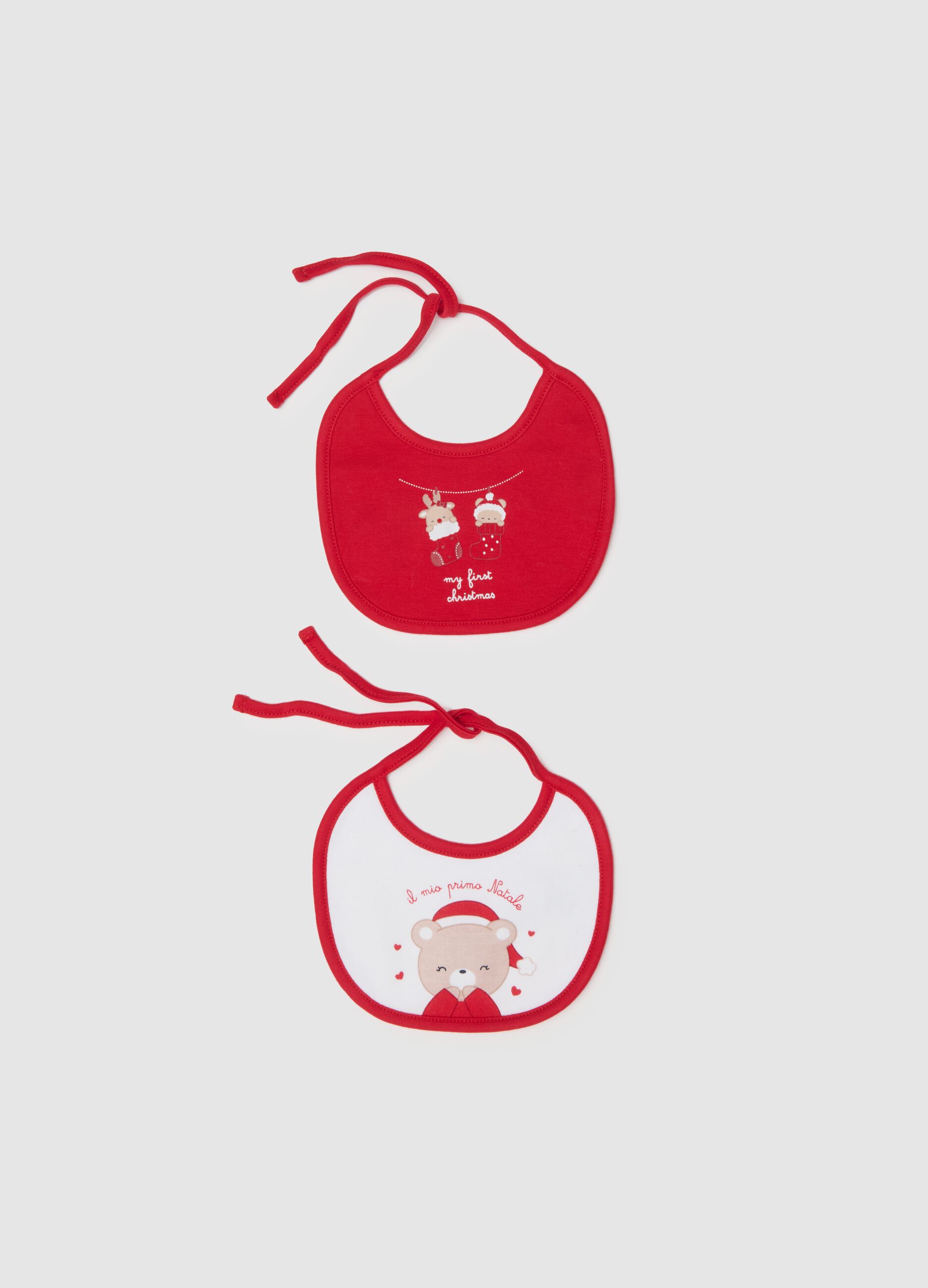 Baby Girl's Christmas Bib Pack in Multicolour Pure Cotton