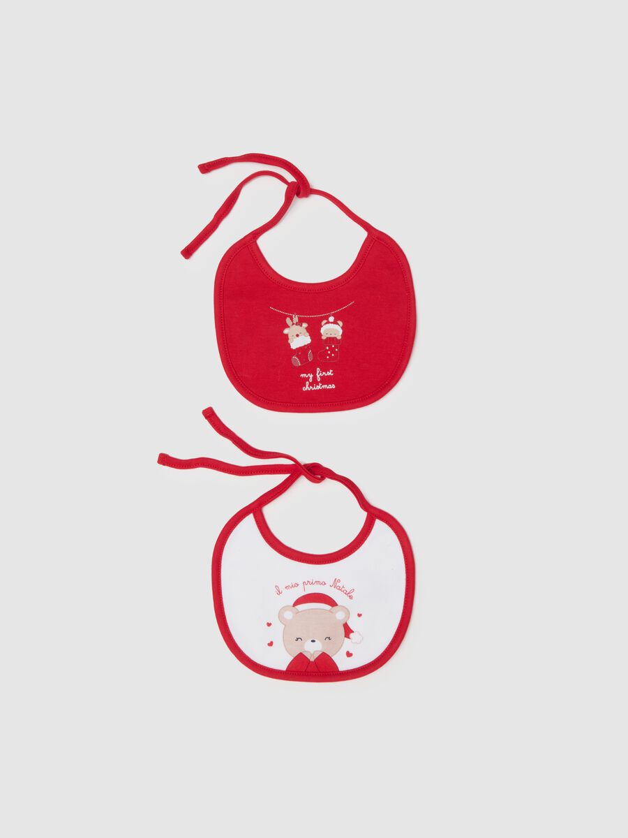 Baby Girl's Christmas Bib Pack in Multicolour Pure Cotton_0
