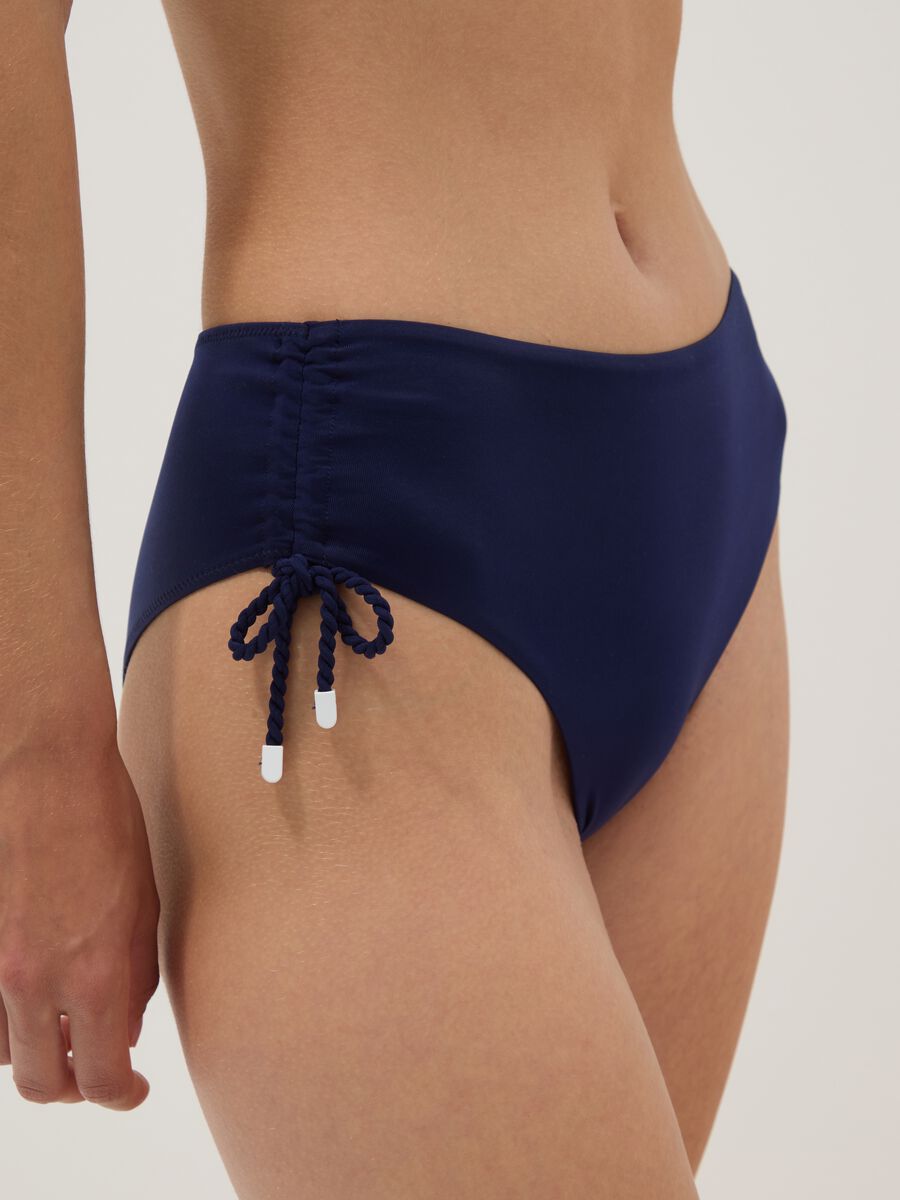Blue bikini bottoms in stretch fabric with side ties_3