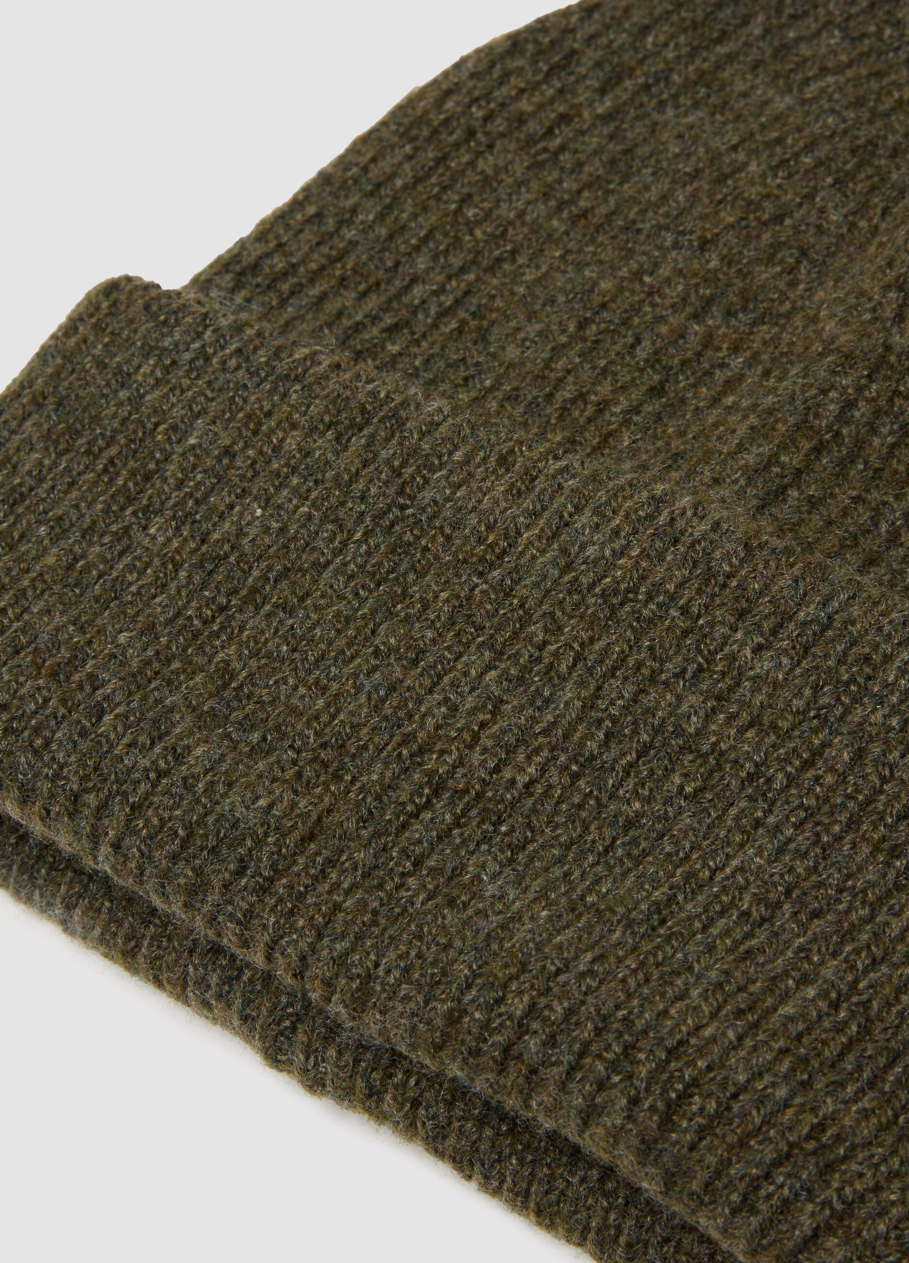Khaki Brown Stretch-Fabric Beanie