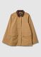 Regular fit brown cotton blend jacket with contrast collar_5
