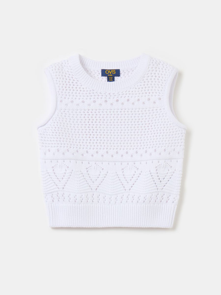 Knitted tank top with openwork design_0