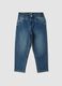 Jeans blu in cotone elasticizzato con vita elasticizzata comfort fit_0
