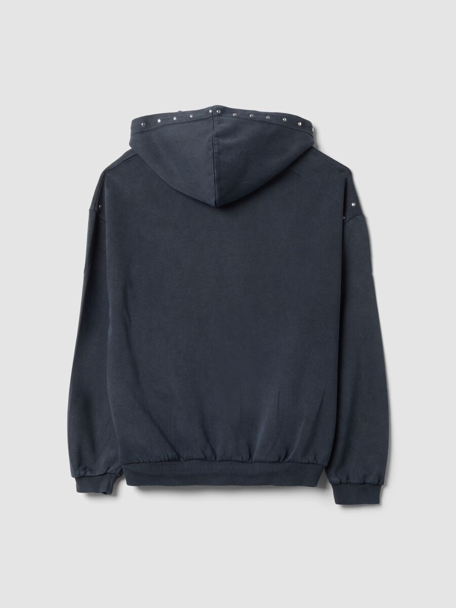 Grauer Hoodie aus Baumwollmischung mit Strass, Relaxed Fit_2