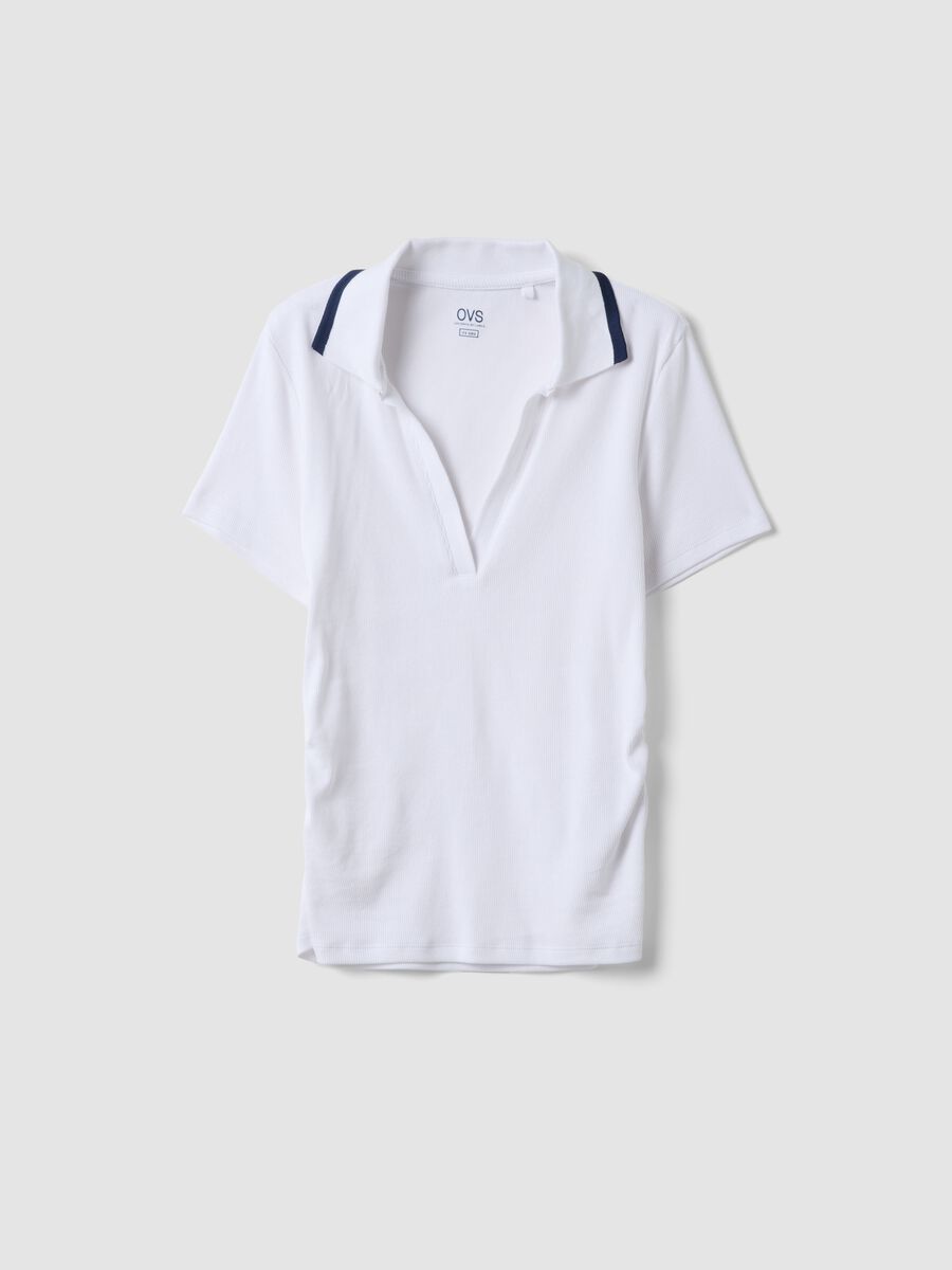 White regular-fit stretch cotton short-sleeve polo shirt_0