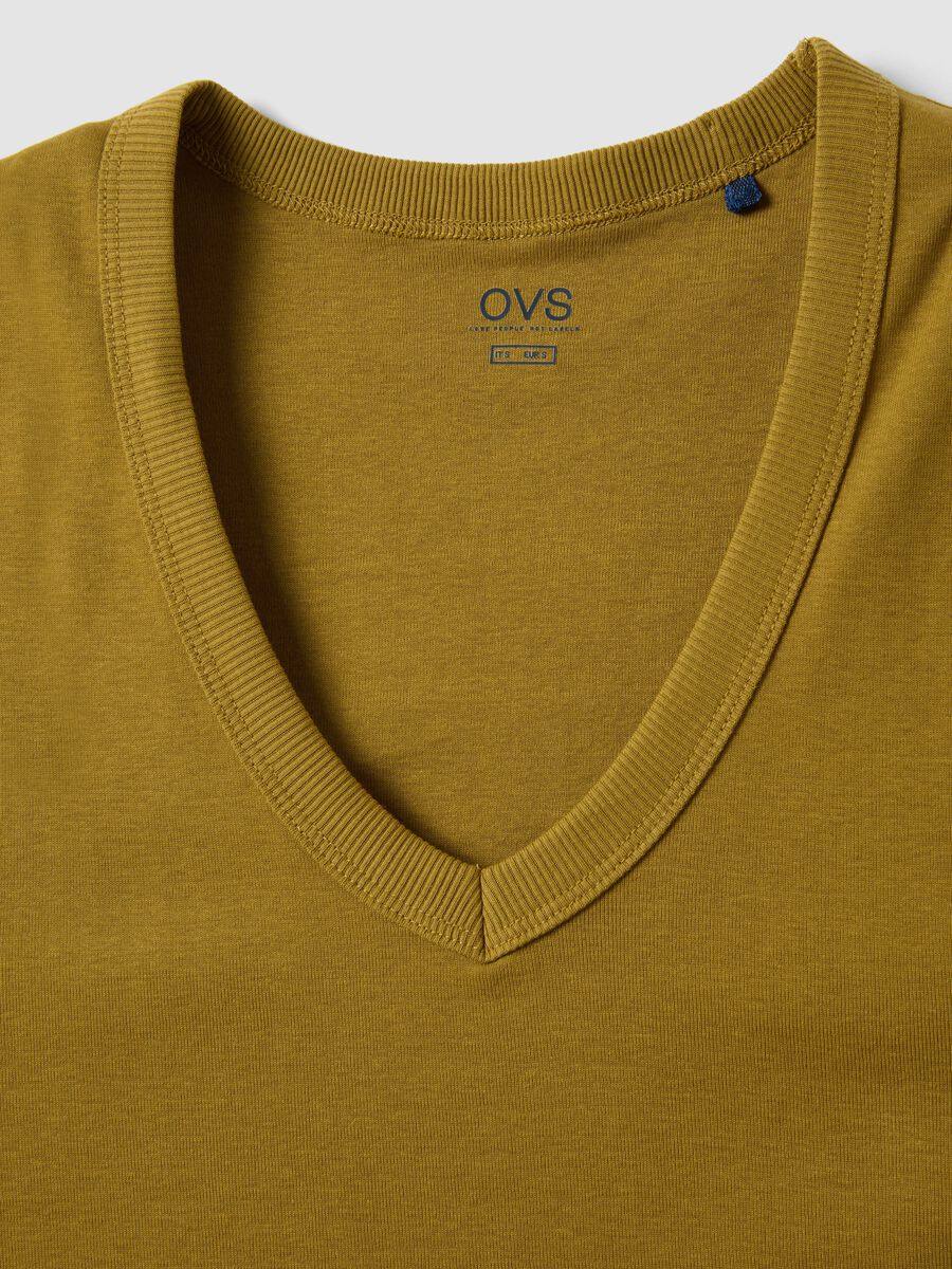 Green pure cotton regular fit V-neck tank top_5