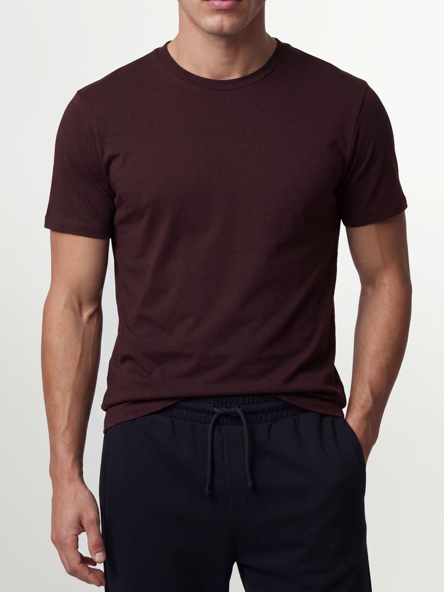 Brown organic cotton slim-fit short-sleeve T-shirt_2