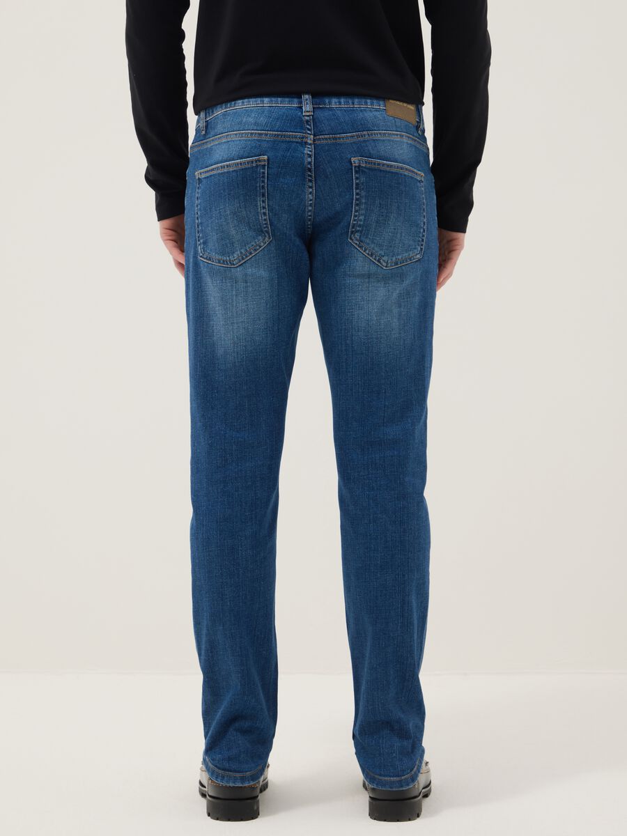 Blue Stretch Denim Slim Fit Cotton Jeans_2